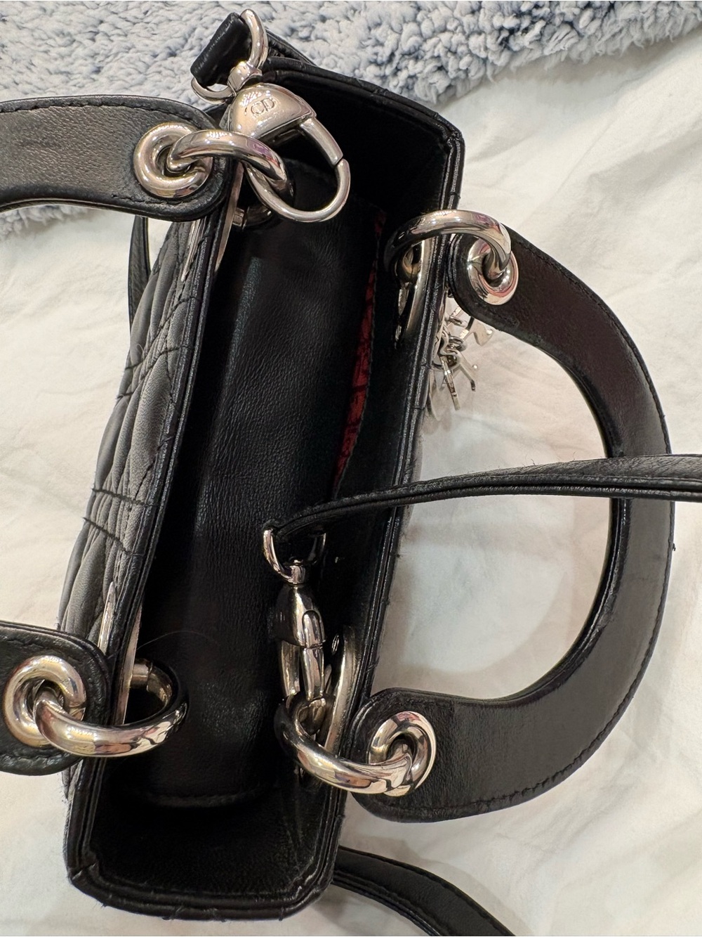 Christian Dior Black Quilted Lady Mini Bag with Silver Charms - Picture 9 of 10